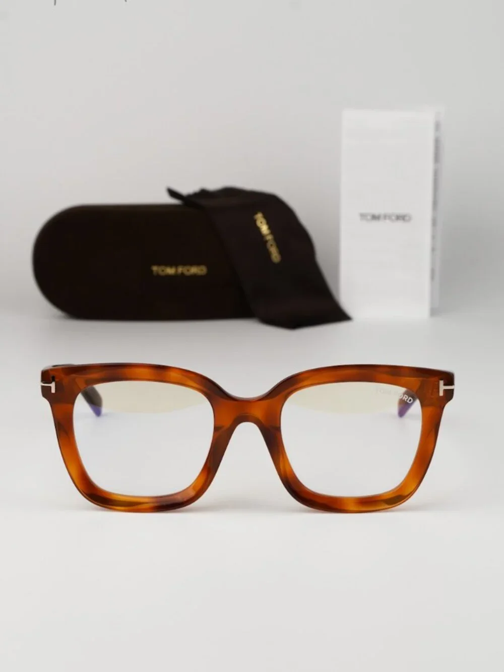 Tom Ford Women Eyeglasses Blonde Havana Square FT5880-B 053 NEW AUTHENTIC